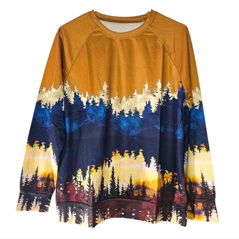 Scenic Trees Crewneck Sweatshirt Sz L